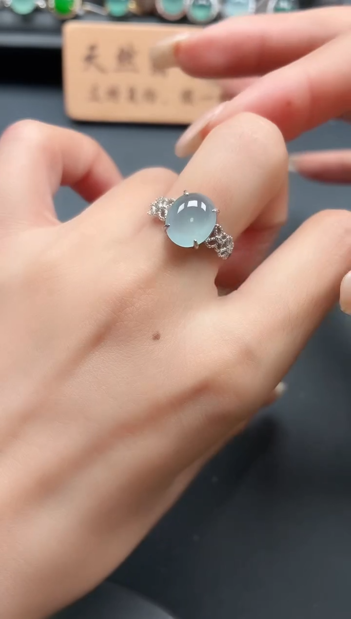 银S925镶嵌戒指翡翠111