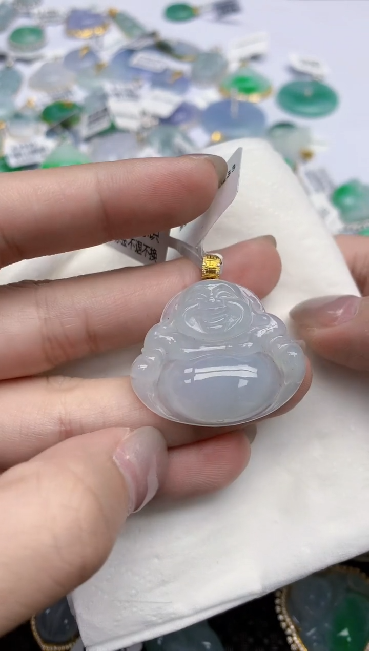 【闪购商品】翡翠颈饰18K金镶嵌天然翡翠A货