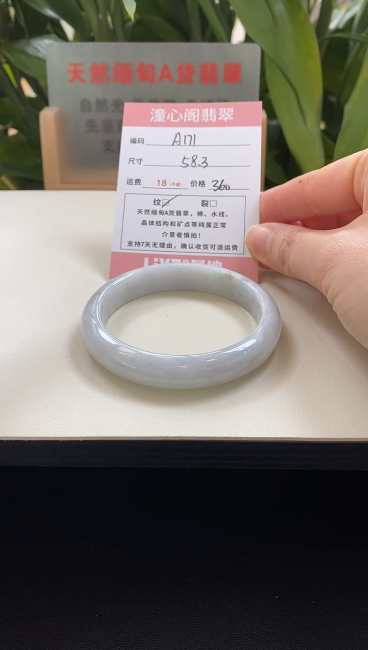 未镶嵌手镯翡翠圈口58.3编码a171