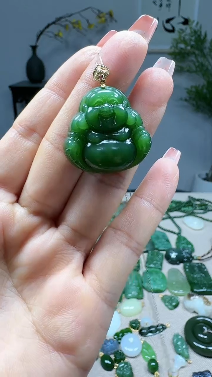 吊坠(不含链)18K金镶嵌和田玉1