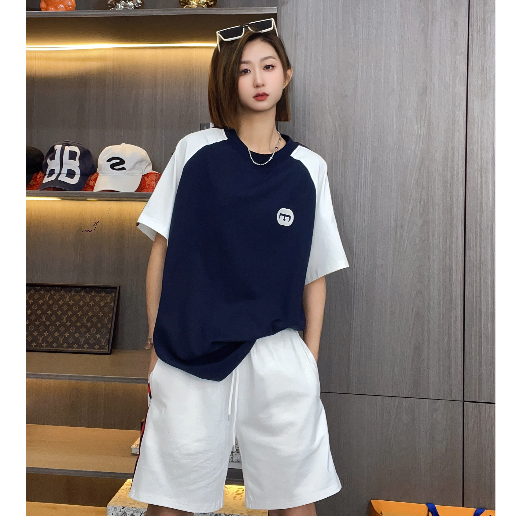 2025春夏新款纯棉美式撞色男女短袖潮牌T恤