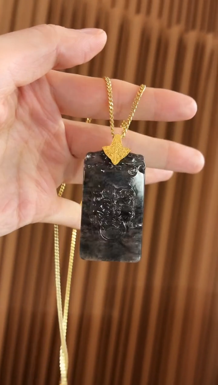 吊坠(不含链)18K金镶嵌翡翠吊坠