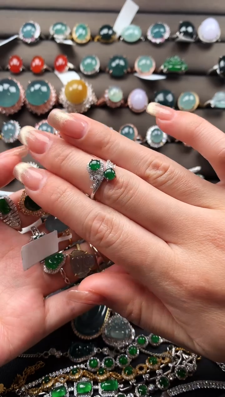 【闪购商品】翡翠戒指银S925镶嵌43432