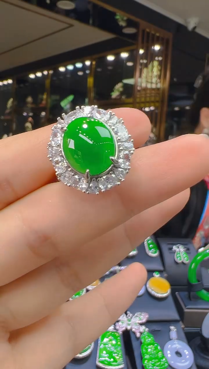 翡翠戒指银S925镶嵌012（多样性发其一）