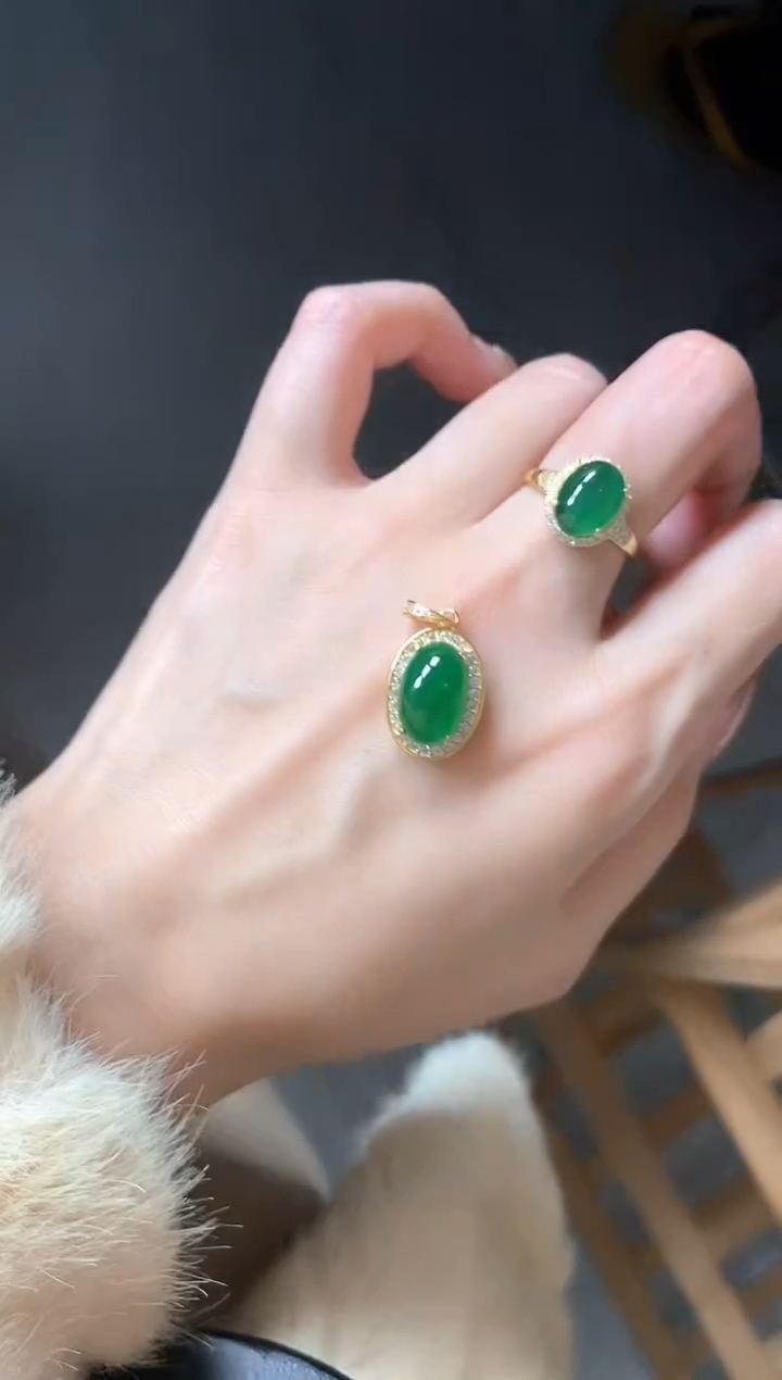 银S925镶嵌戒指翡翠5441