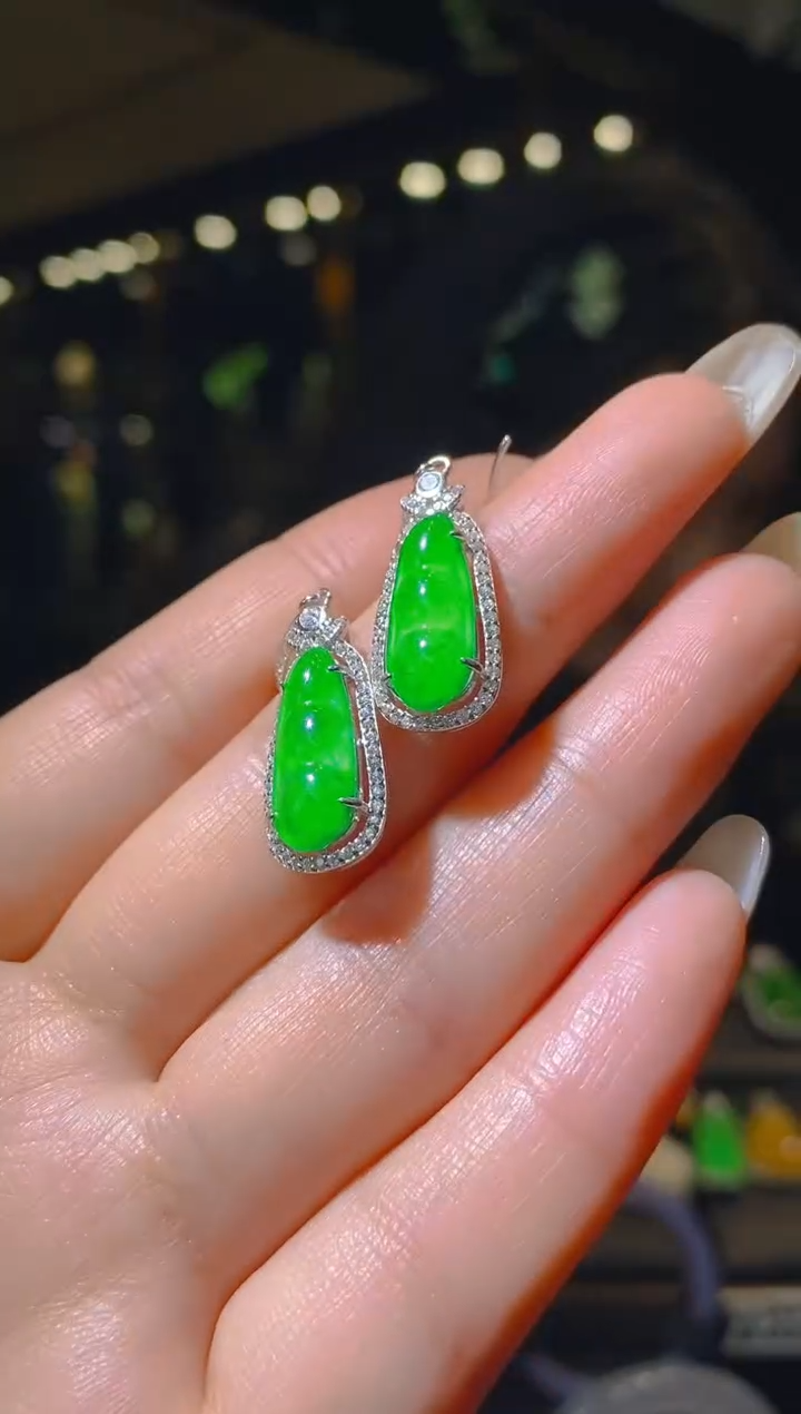 【闪购商品】翡翠耳饰银S925镶嵌030   