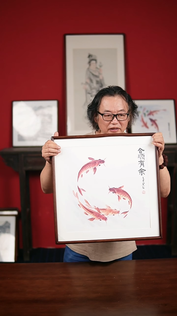 国画手写手绘-50*50带框