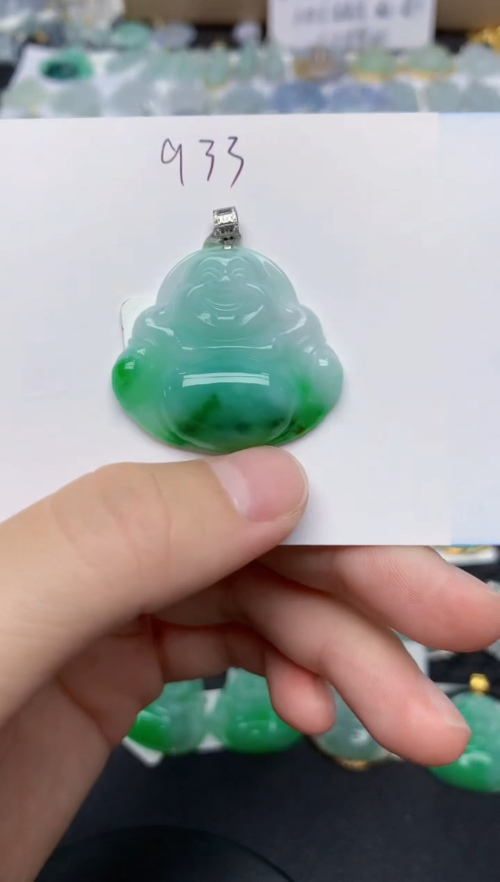 翡翠18K金镶嵌颈饰天然缅甸A货翡翠