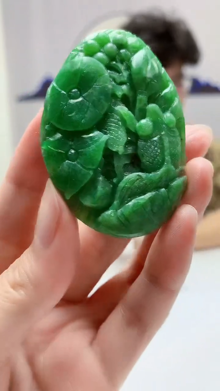 【闪购商品】定制翡翠未镶嵌4688zm-毛货挂件108荷叶鱼