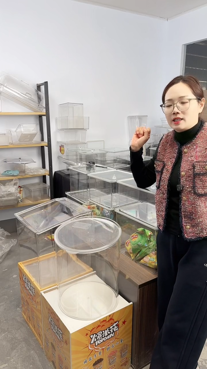 钢化玻璃盖子款爆米花圆桶4个物流自提铲子3