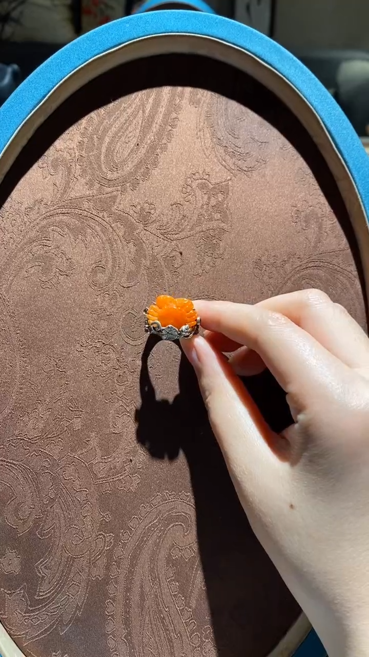 【闪购商品】翡翠戒指银S925镶嵌红翡绿翠 32号