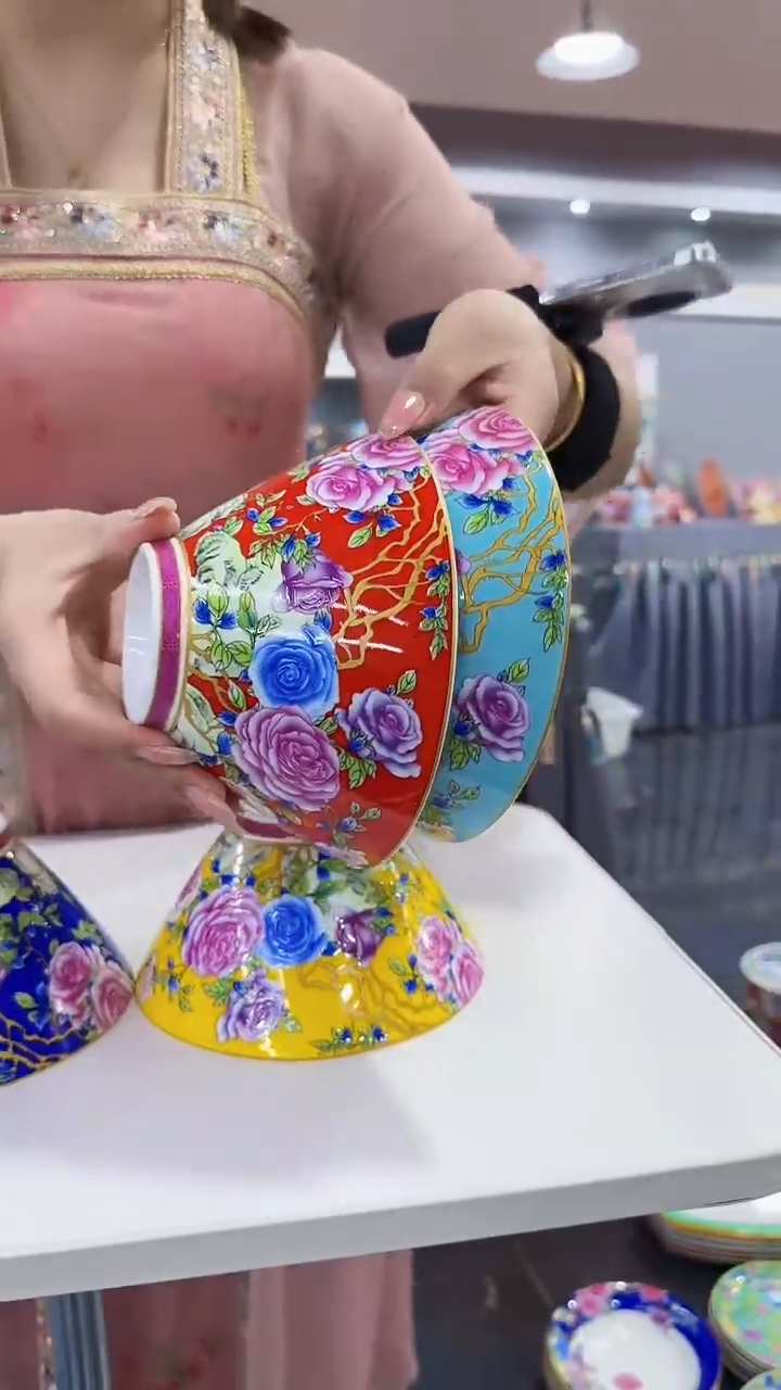 瓷片6英寸斗笠碗2个景德镇陶瓷