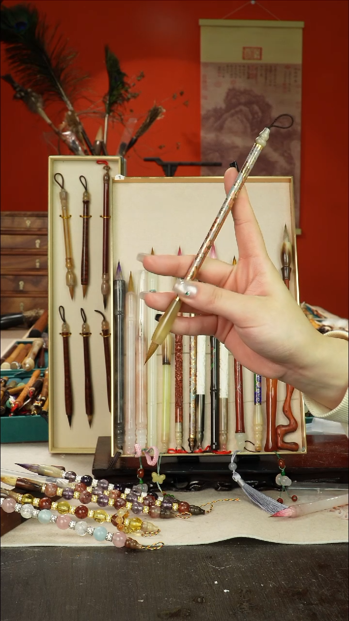 208号闪孤品高货毛笔链接 清水试笔 蘸墨不退