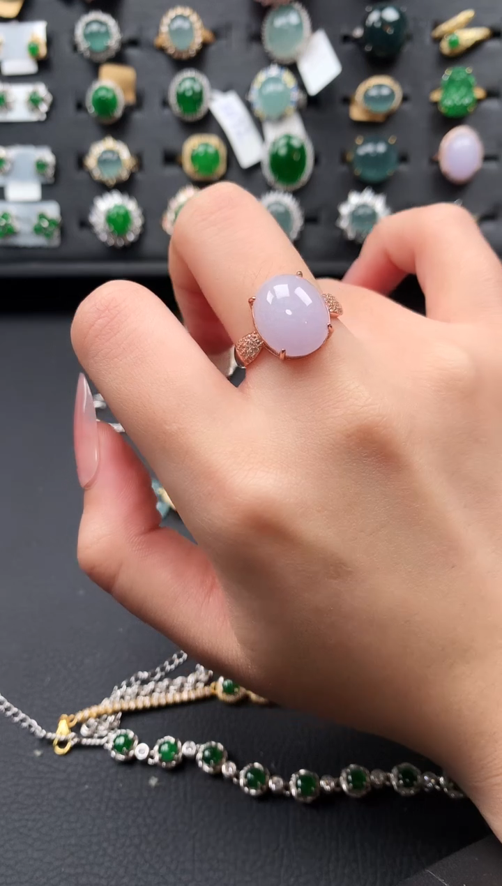 【闪购商品】翡翠戒指银S925镶嵌52141