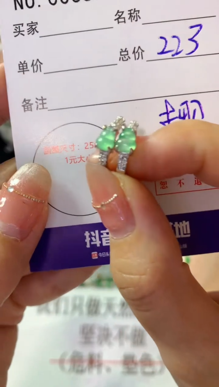 银S925镶嵌翡翠耳饰翡翠