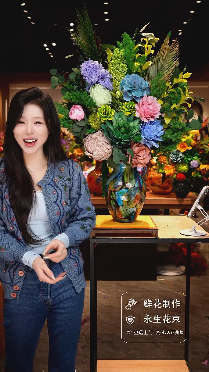 手工艺品琉璃手工花器花束空运包邮送货上门-以图片为准