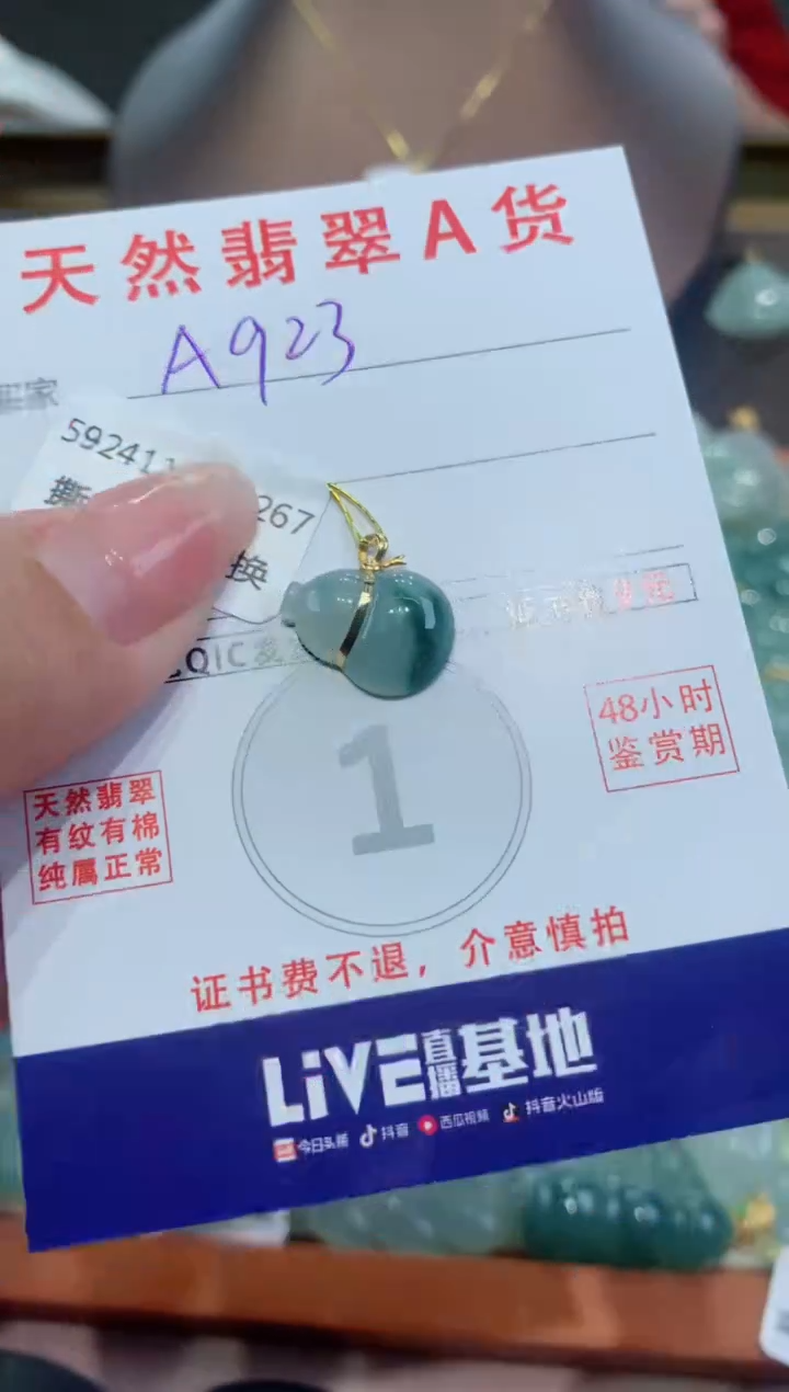 【闪购商品】翡翠颈饰18K金镶嵌天然缅甸a货翡翠