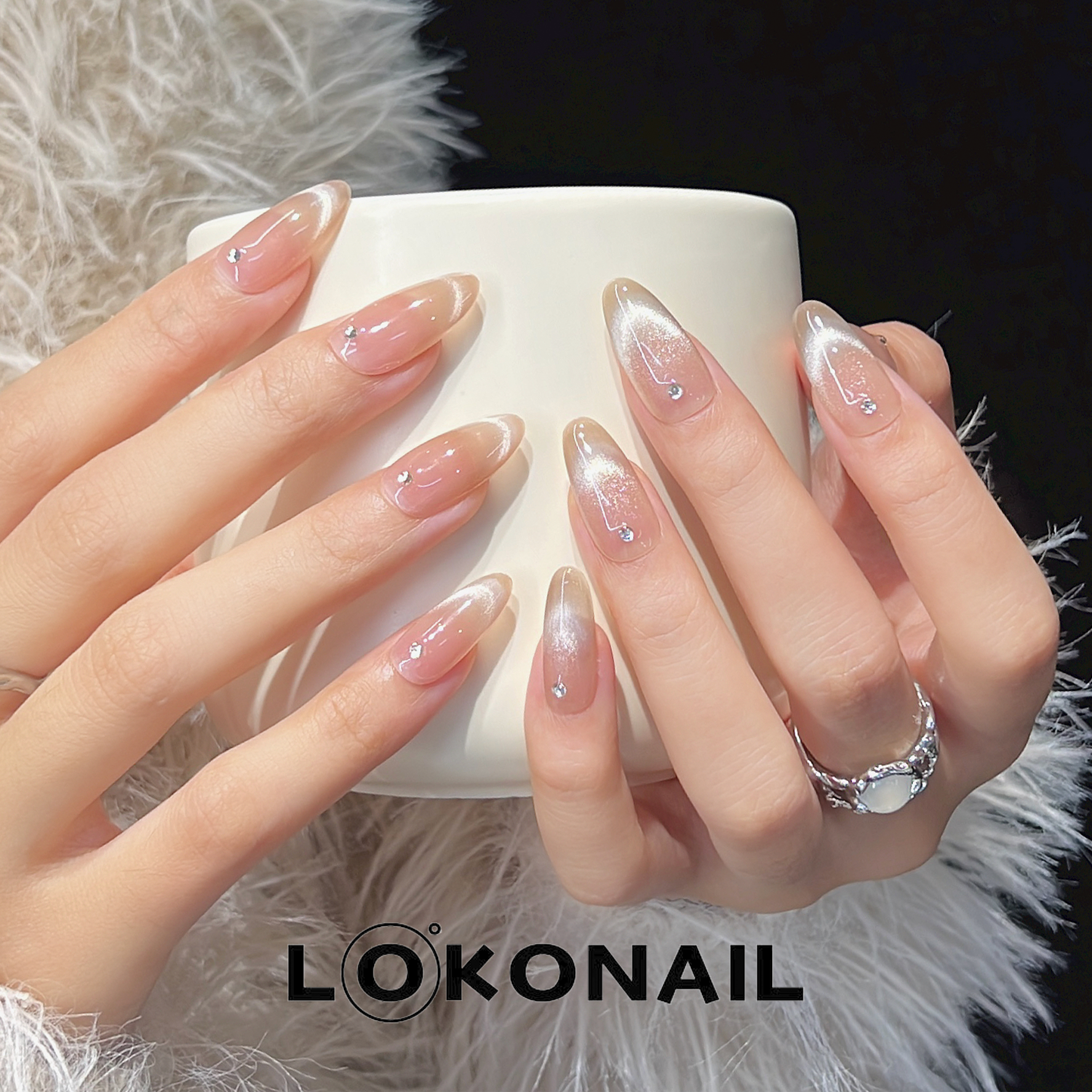 【梨花姬】LOK  裸色冰透猫眼显白 设计师高定款可拆卸纯手工穿戴甲