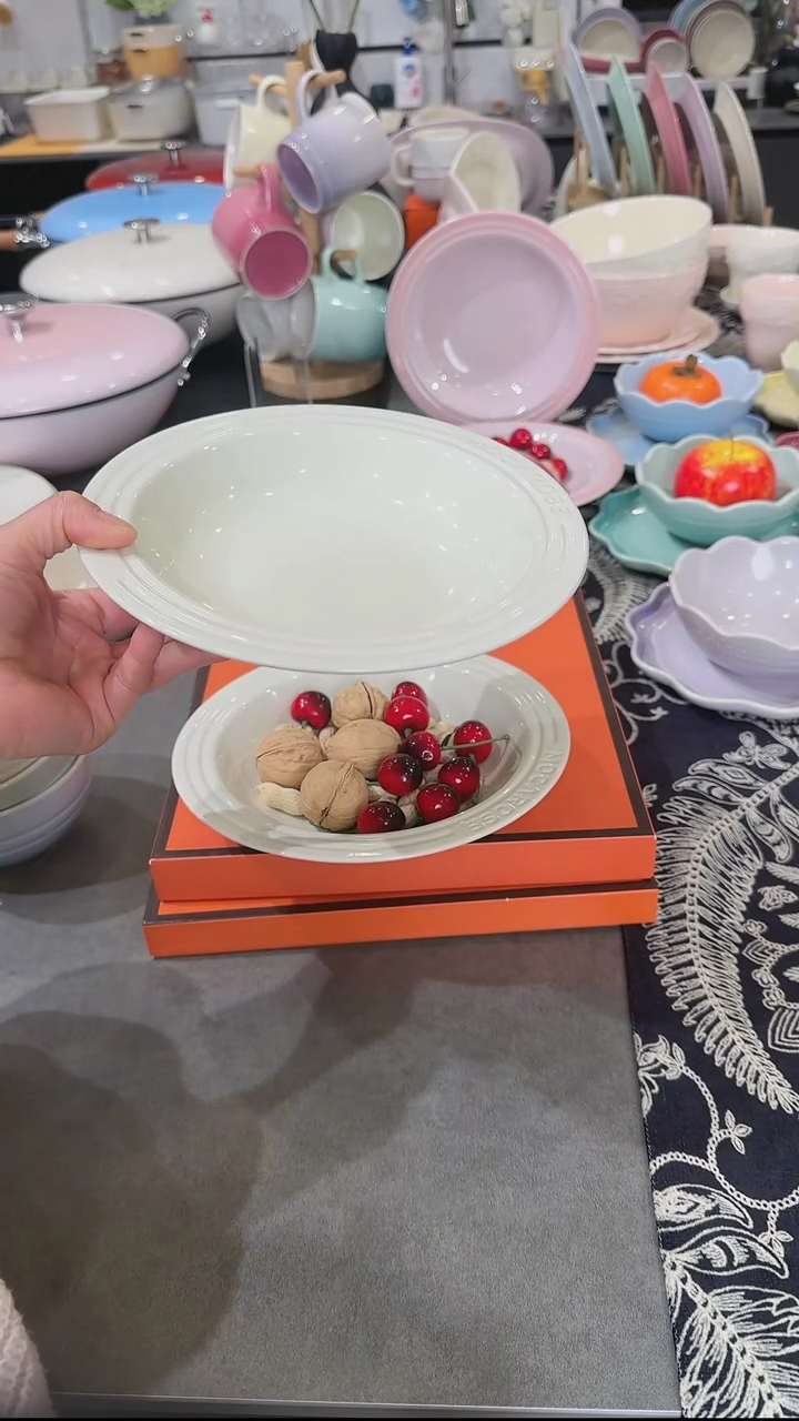 【闪购商品】瓷【2个装】奶油白草帽盘-20cm