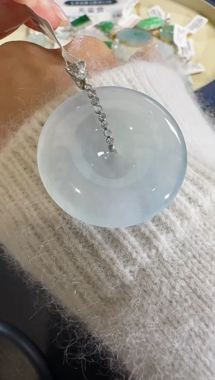 【闪购商品】翡翠吊坠(不含链)18K金镶嵌【源头工厂】钻石镶嵌