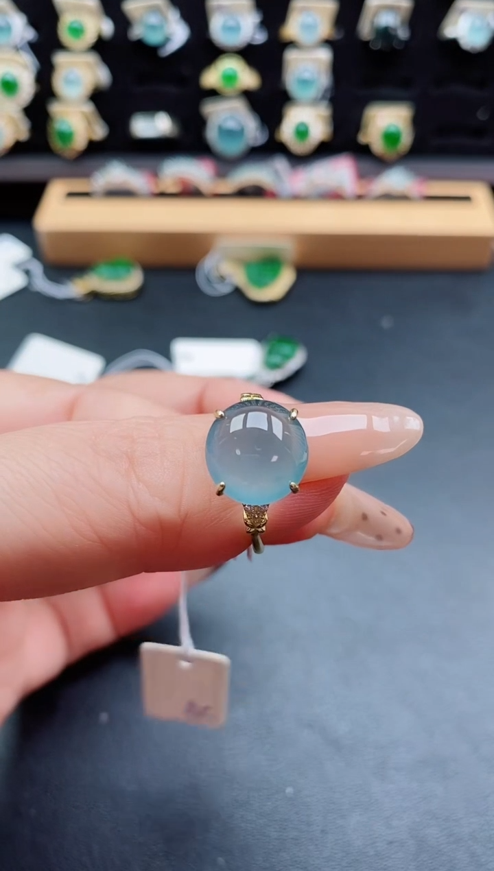 银S925镶嵌戒指翡翠1