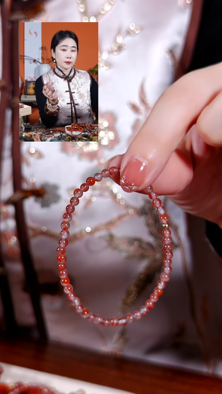 银S925镶嵌【原矿】冰飘南红南红玛瑙手链