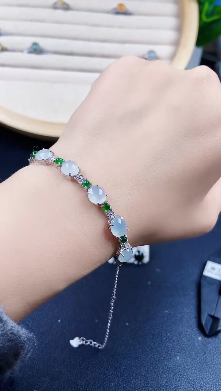 【闪购商品】翡翠手链银S925镶嵌12012012014