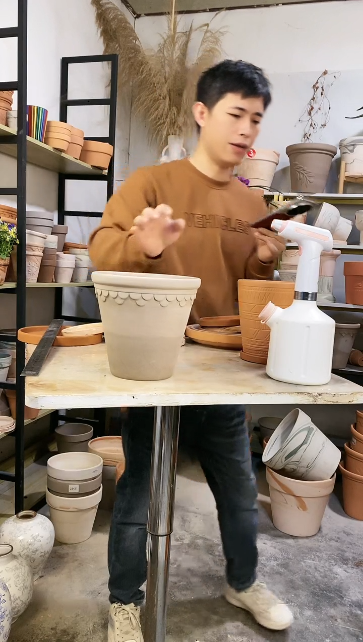 【闪购商品】红陶瑕疵无售后20*19灰陶巴洛克 3盆无托