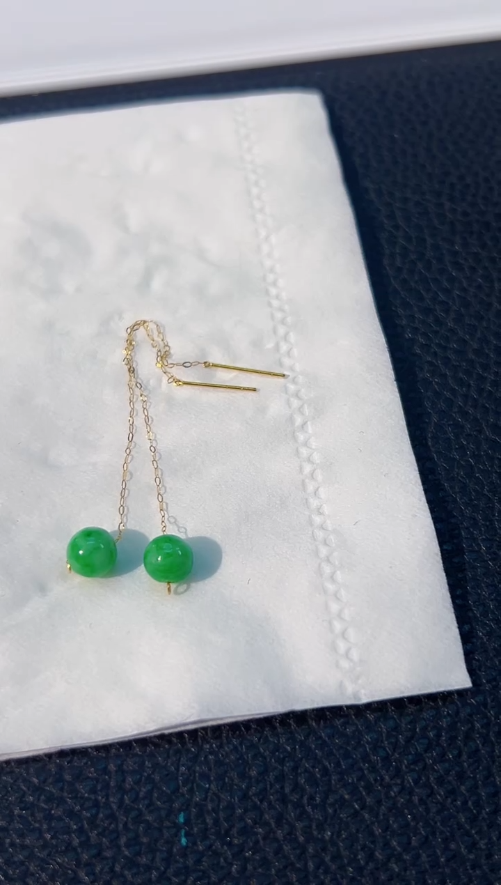 颈饰18K金镶嵌翡翠缅料A货/多样性发货/一件