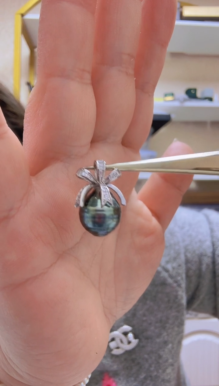 【闪购商品】海水珍珠吊坠(不含链)未镶嵌大溪地11.3mm+S925银吊坠