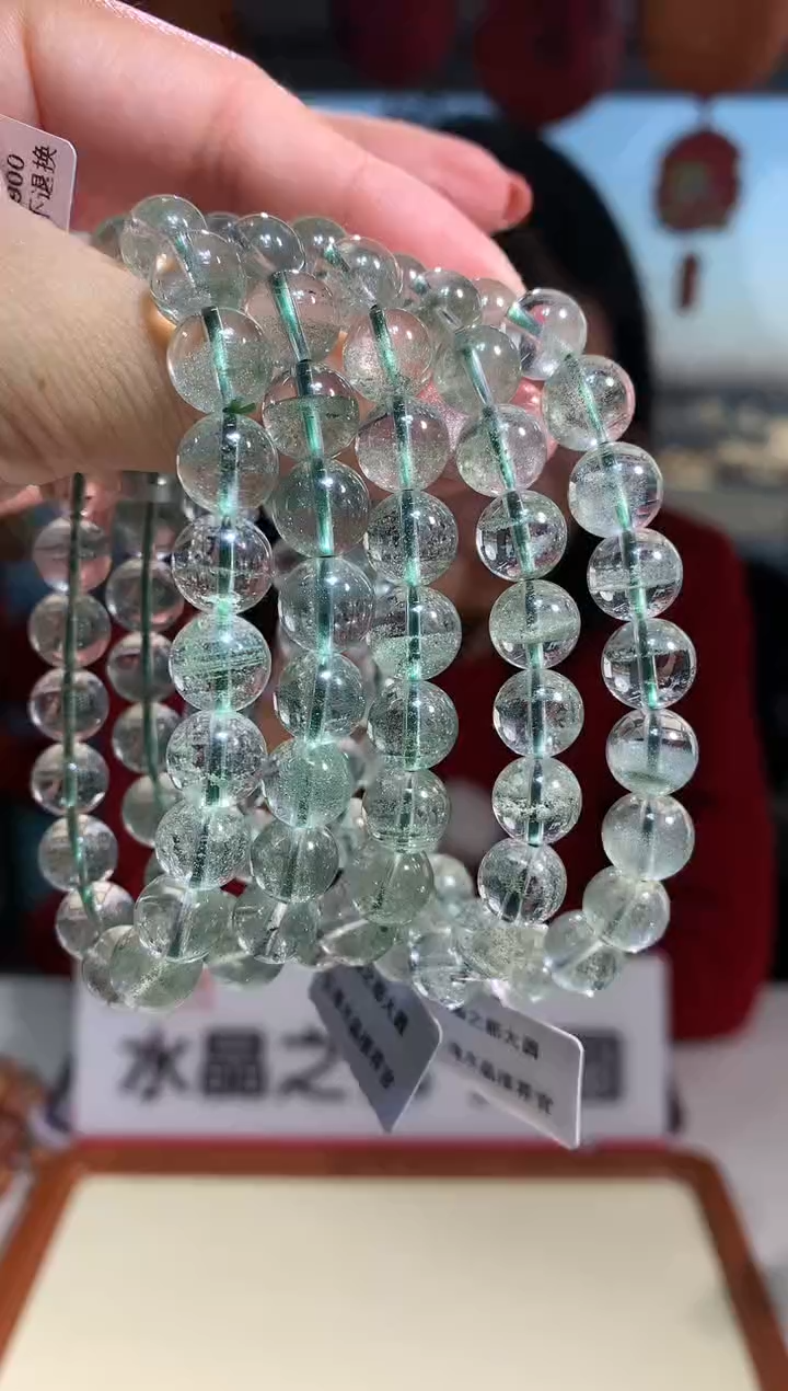 【闪购商品】水晶手链未镶嵌约9mm绿幽灵千层手链多样性发其一