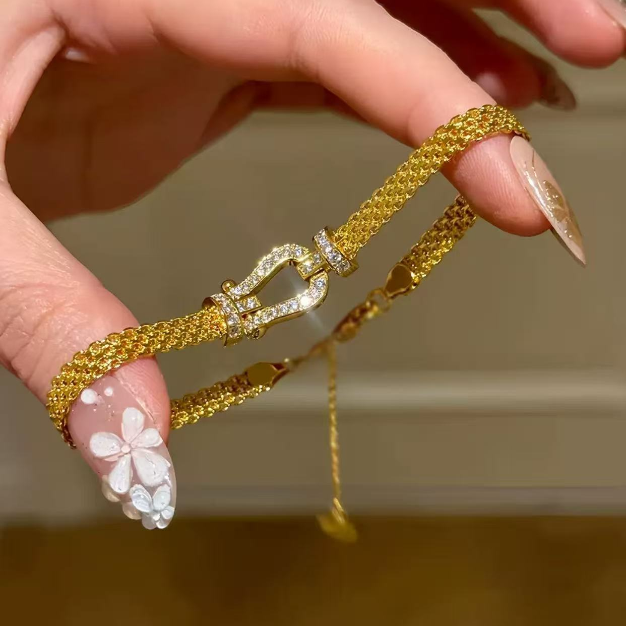 手链 黄色马蹄扣手链 A90