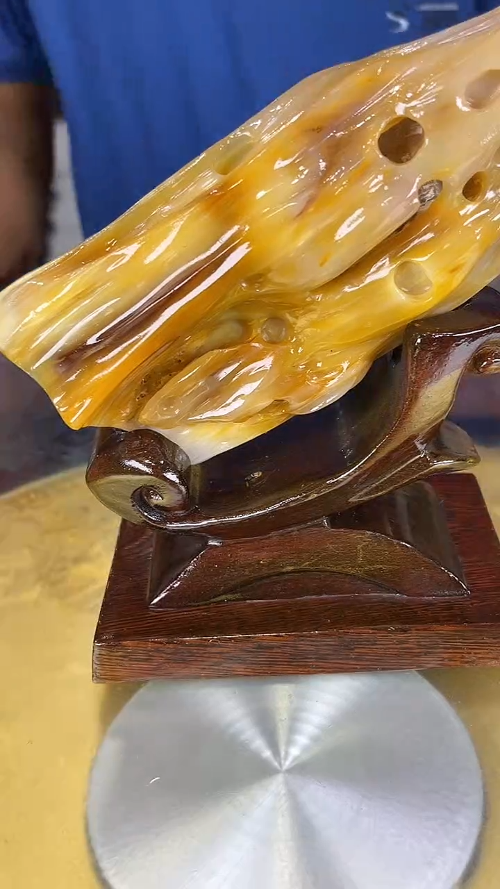 缅甸天然树化玉摆件