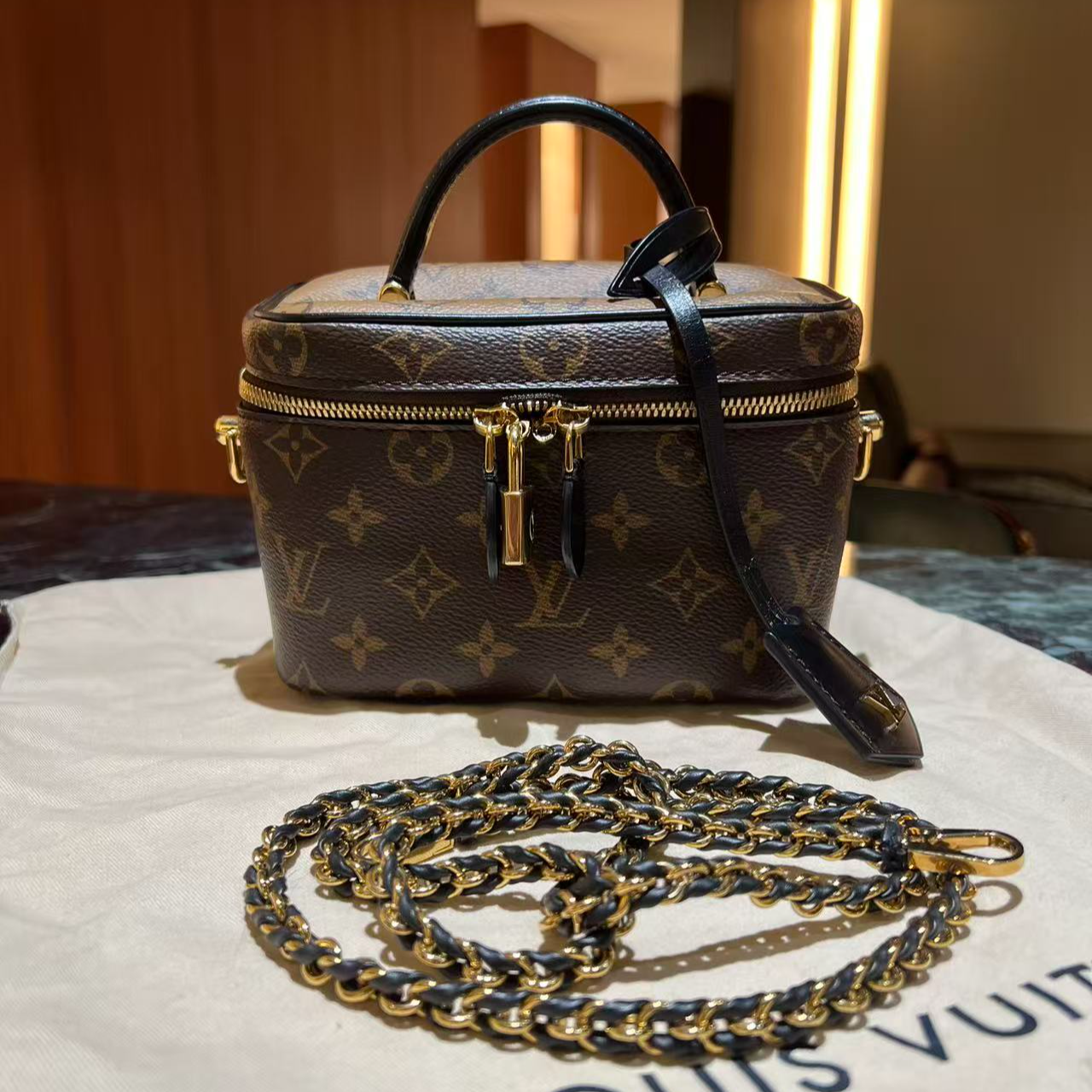 95新 LouisVuitton/路易威登 LV 老花拼色化妆盒
