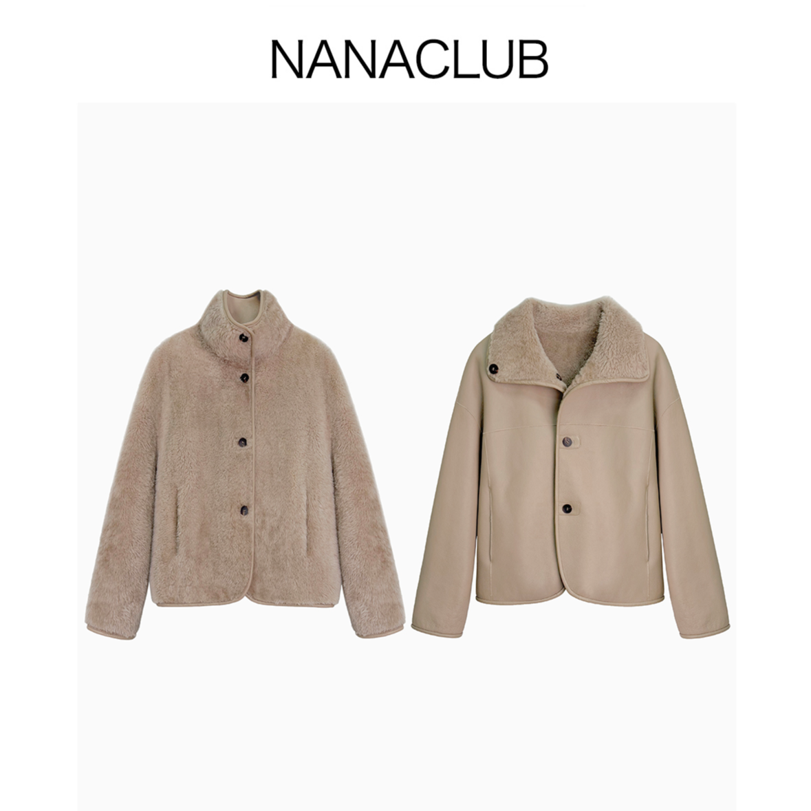 NANACLUB 新年战衣 拉贡正反两穿皮毛一体外套 轻盈柔软保暖显瘦