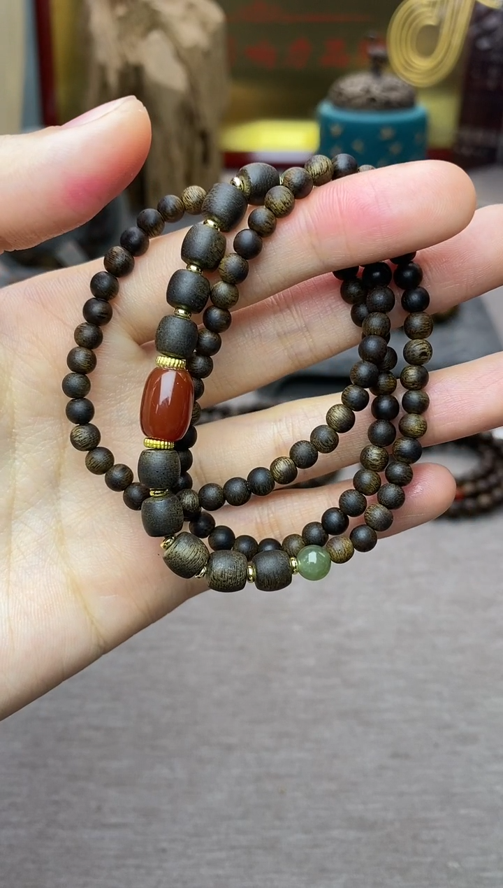 【闪购商品】沉香手串白棋04+紫棋06三圈设计