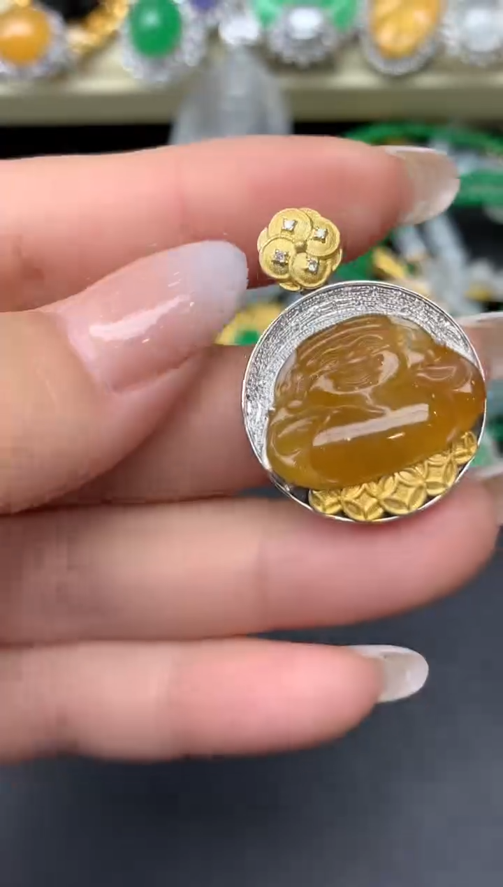 翡翠18K金镶嵌颈饰240-七夕珠宝季