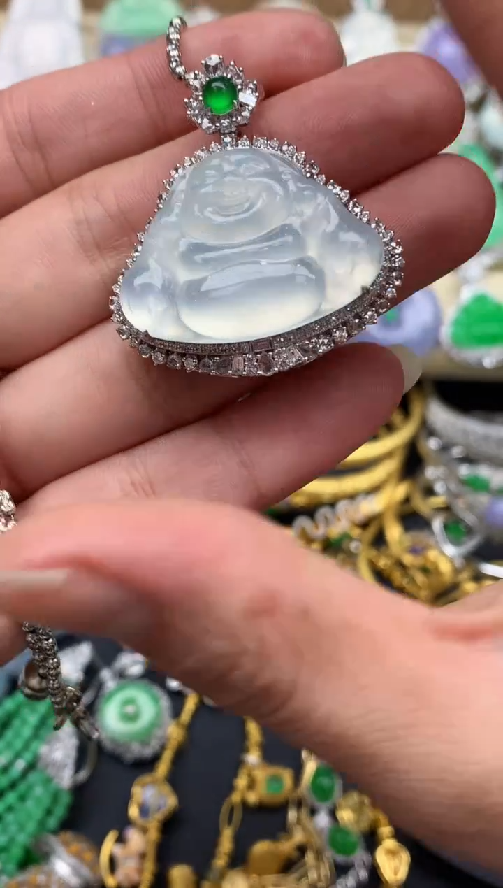 【闪购商品】翡翠吊坠(不含链)18K金镶嵌495-中国好珍宝