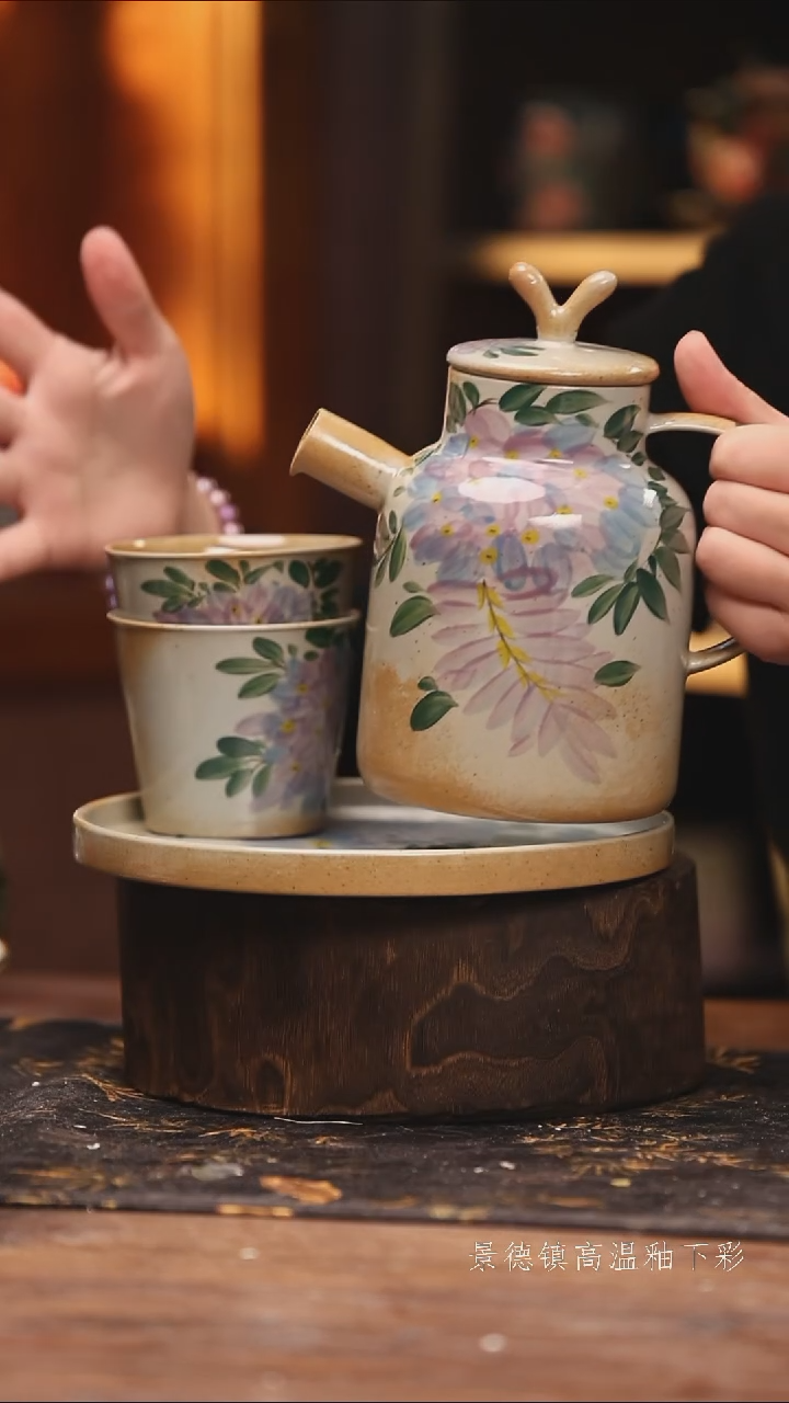 玻璃景德镇高温釉下手绘陶瓷@L690@