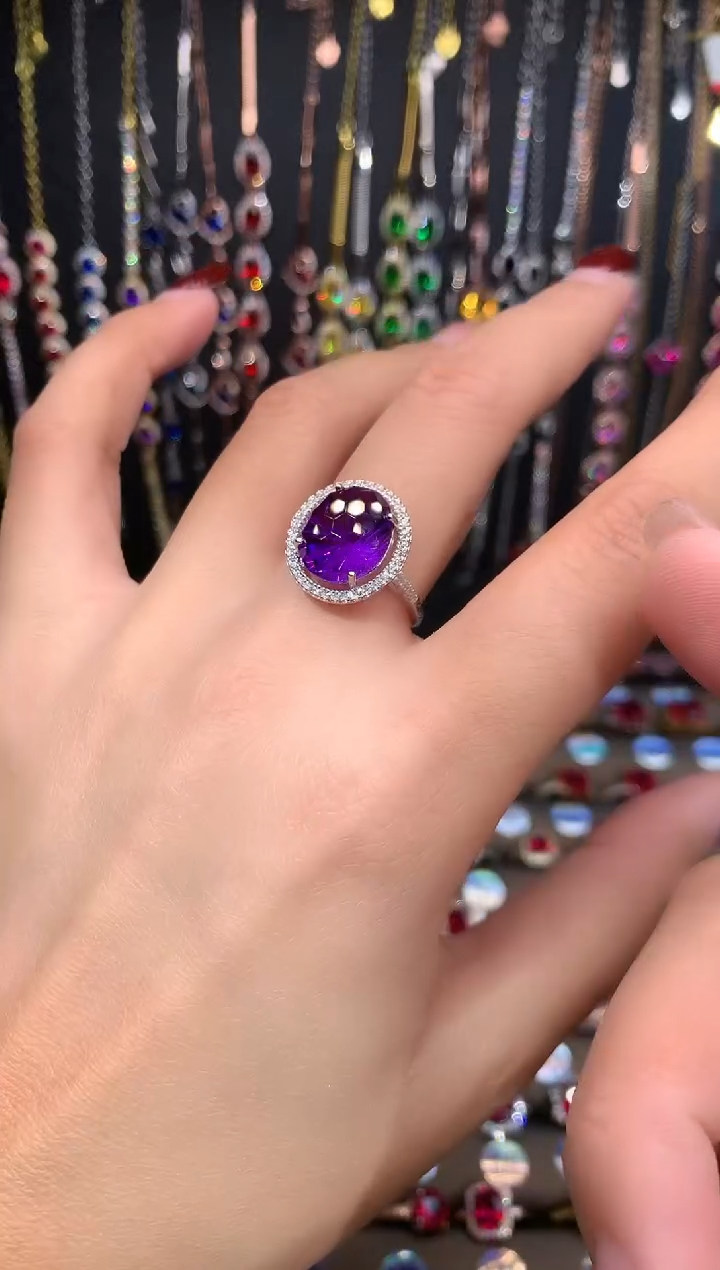 【闪购商品】水晶戒指银S925镶嵌10.12银色