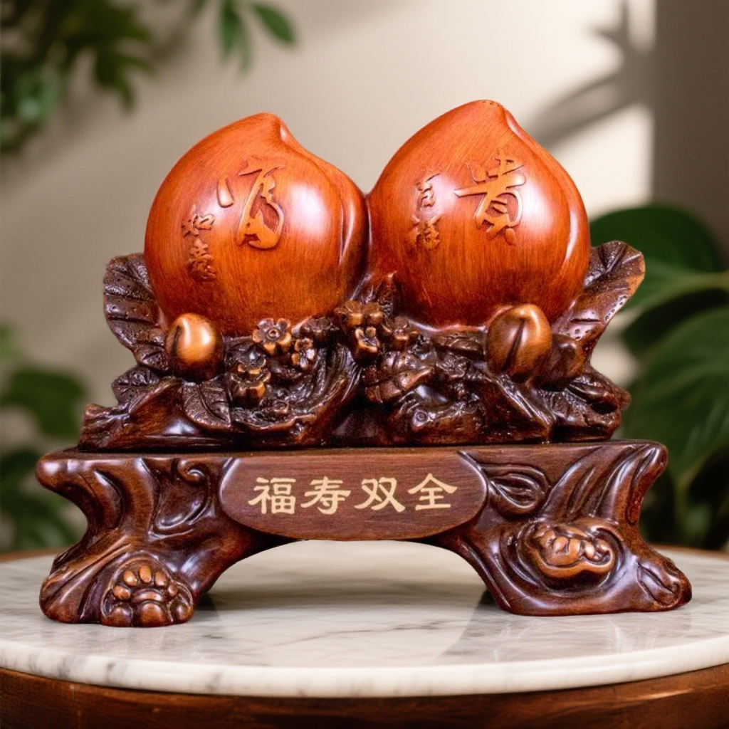 福寿双全蟠桃家居工艺品摆件