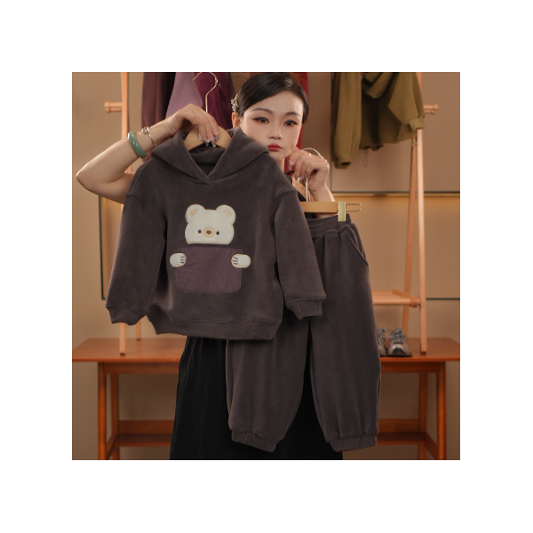 【Yusoon】2025秋冬新品男童秋冬儿童帅气韩版卡通小熊奥粒绒套装