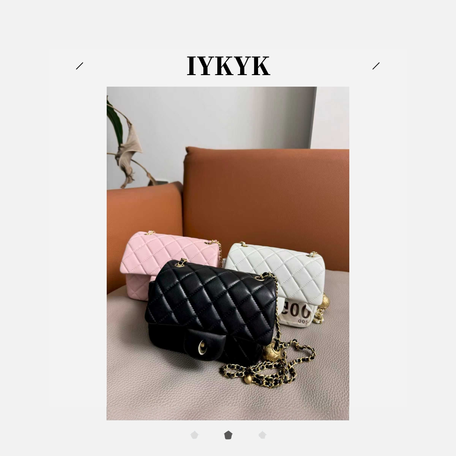 IYKYK 小金球女士包包轻奢时尚百搭小众菱格包肩包菱格包黑色气质