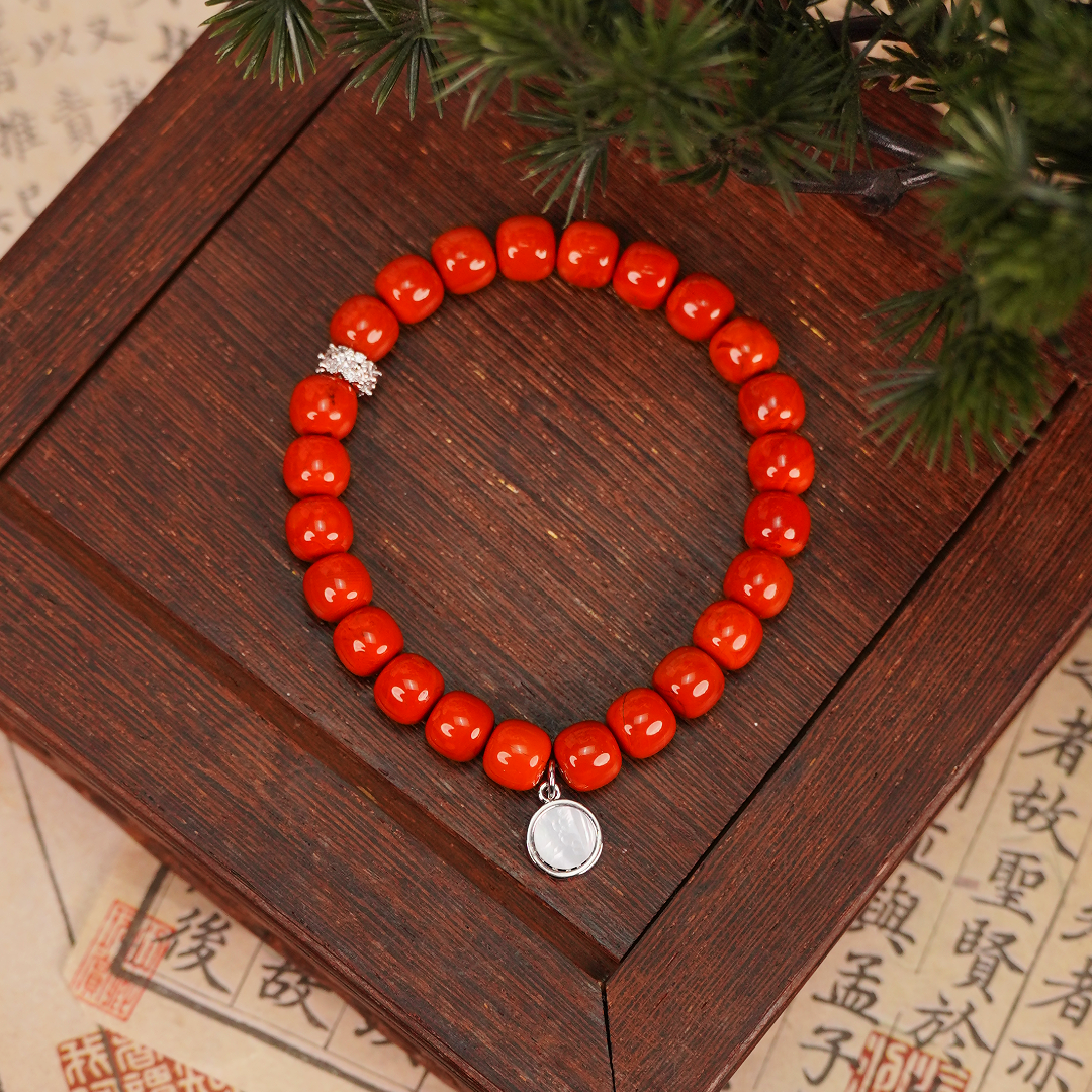 SNH10045南红 玛瑙 满色满肉老型珠手串8-9mm