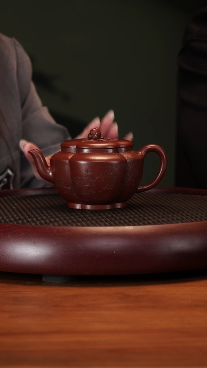 【闪购商品】紫砂茶壶2-70ZXH菱花海棠可心枣泥310cc