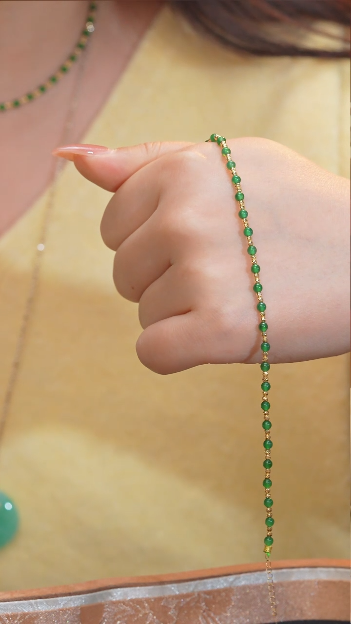 【闪购商品】翡翠手链18K金镶嵌多样性发@@N5320