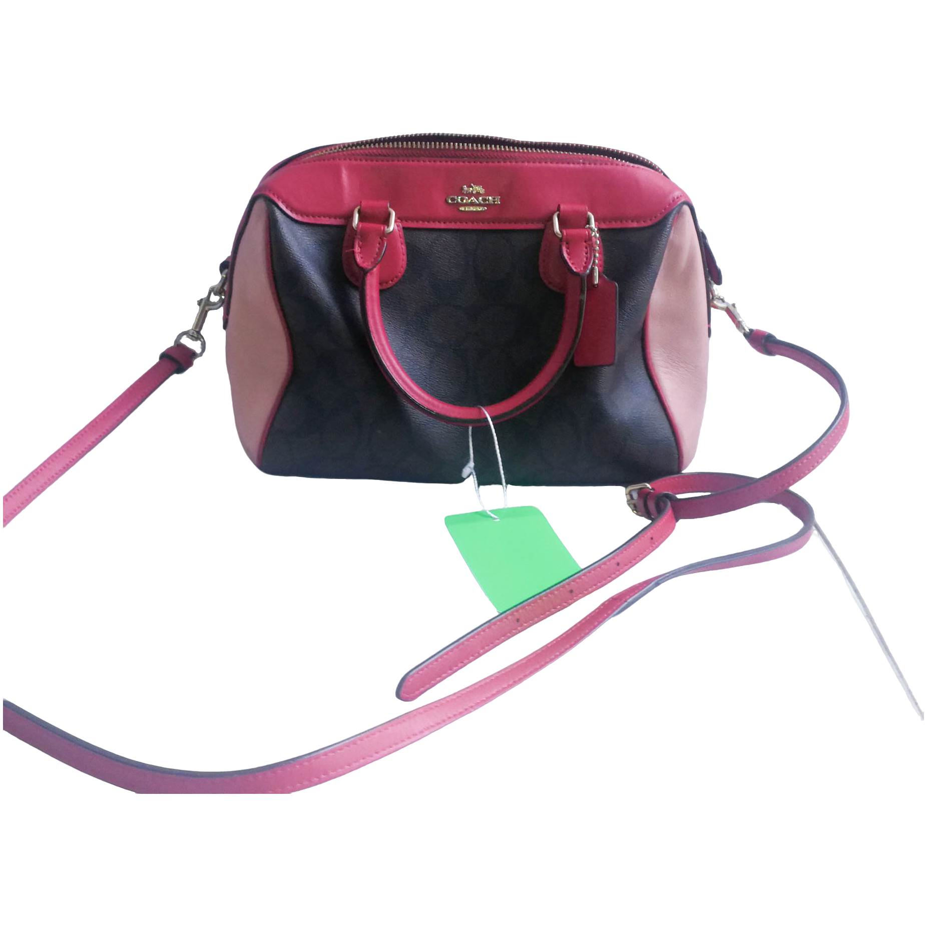 95新  coach 粉色拼色老花波士顿包 061824