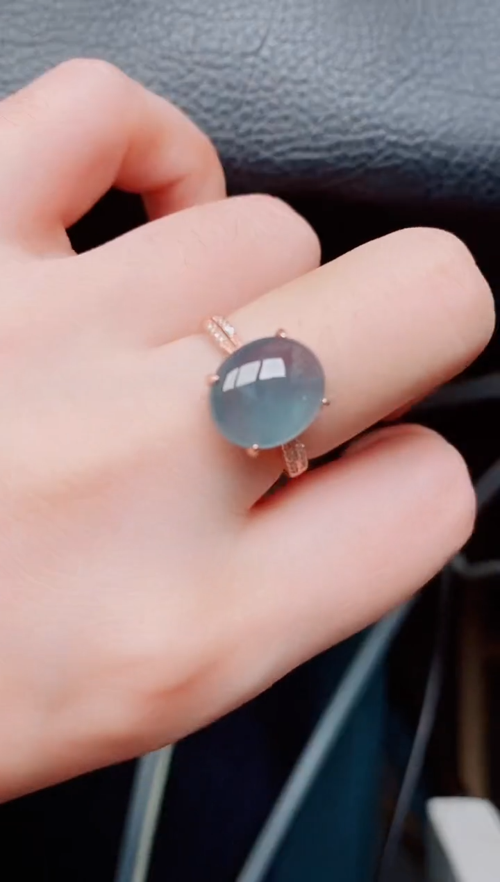 【闪购商品】翡翠戒指银S925镶嵌天然a货翡翠563