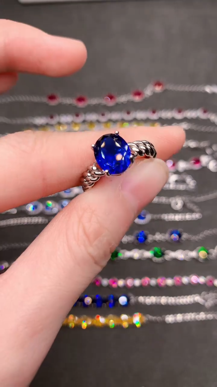 【闪购商品】蓝宝石戒指银S925镶嵌.....