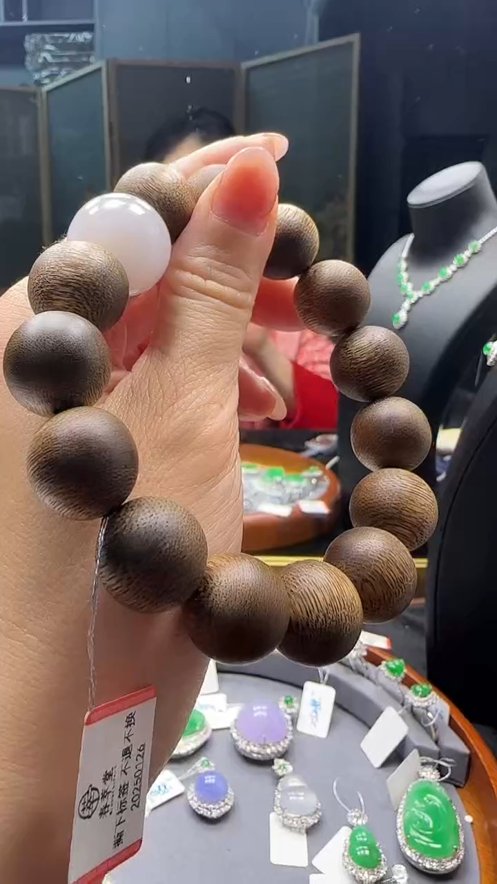 【闪购商品】翡翠手串未镶嵌天然缅甸翡翠大鼓珠单珠实木男士手珠串